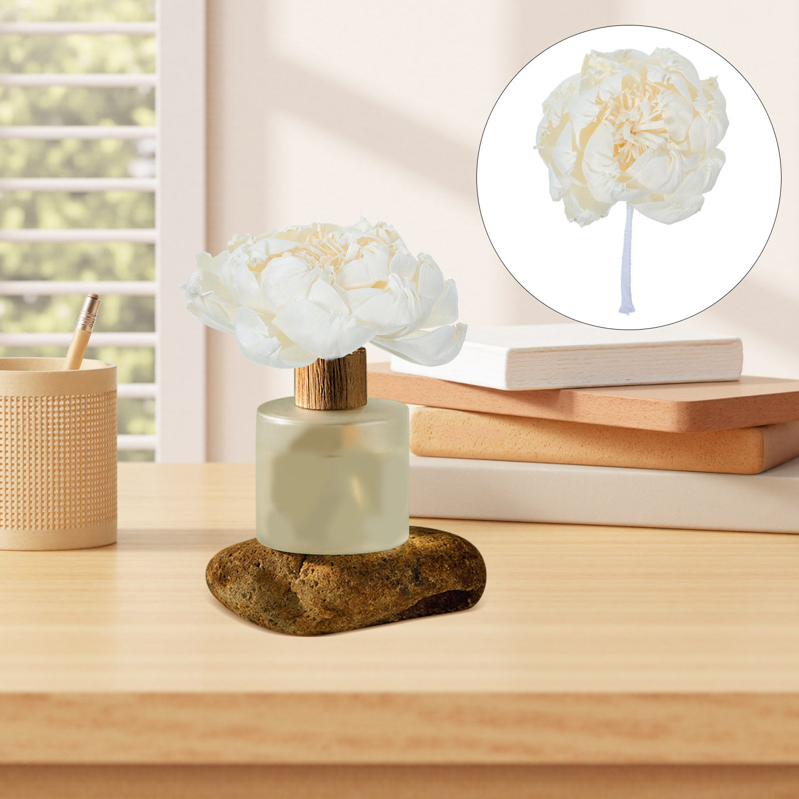 Home Fragrance Us - Pfingstrosenkopf-Duftdiffusor 12 cm, künstliche Pfingstrosenblüten, duftender