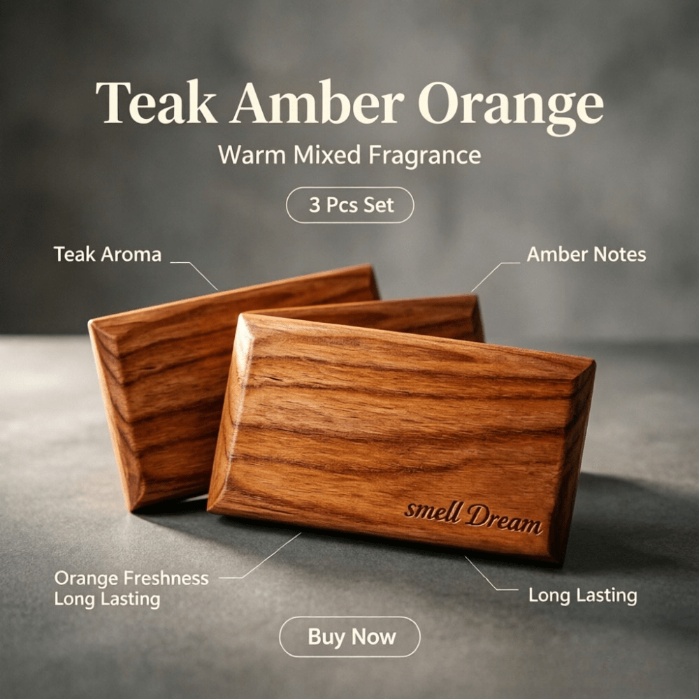 Home Fragrance Us - Auto-Lufterfrischer Teak Amber Orange Holzduft Block